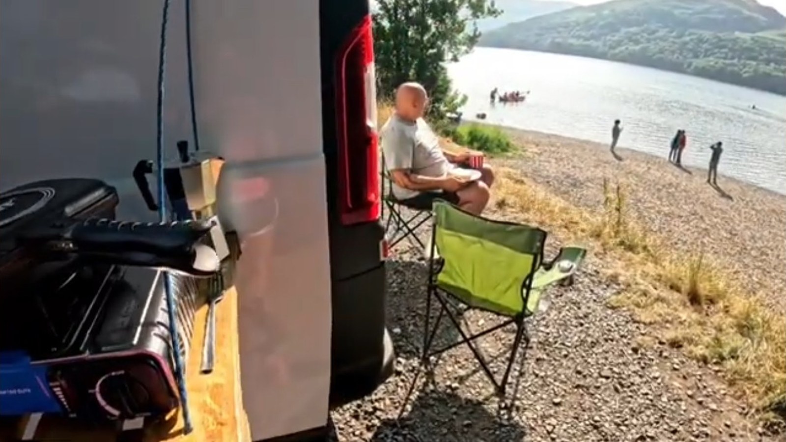 Campervan beside a lake